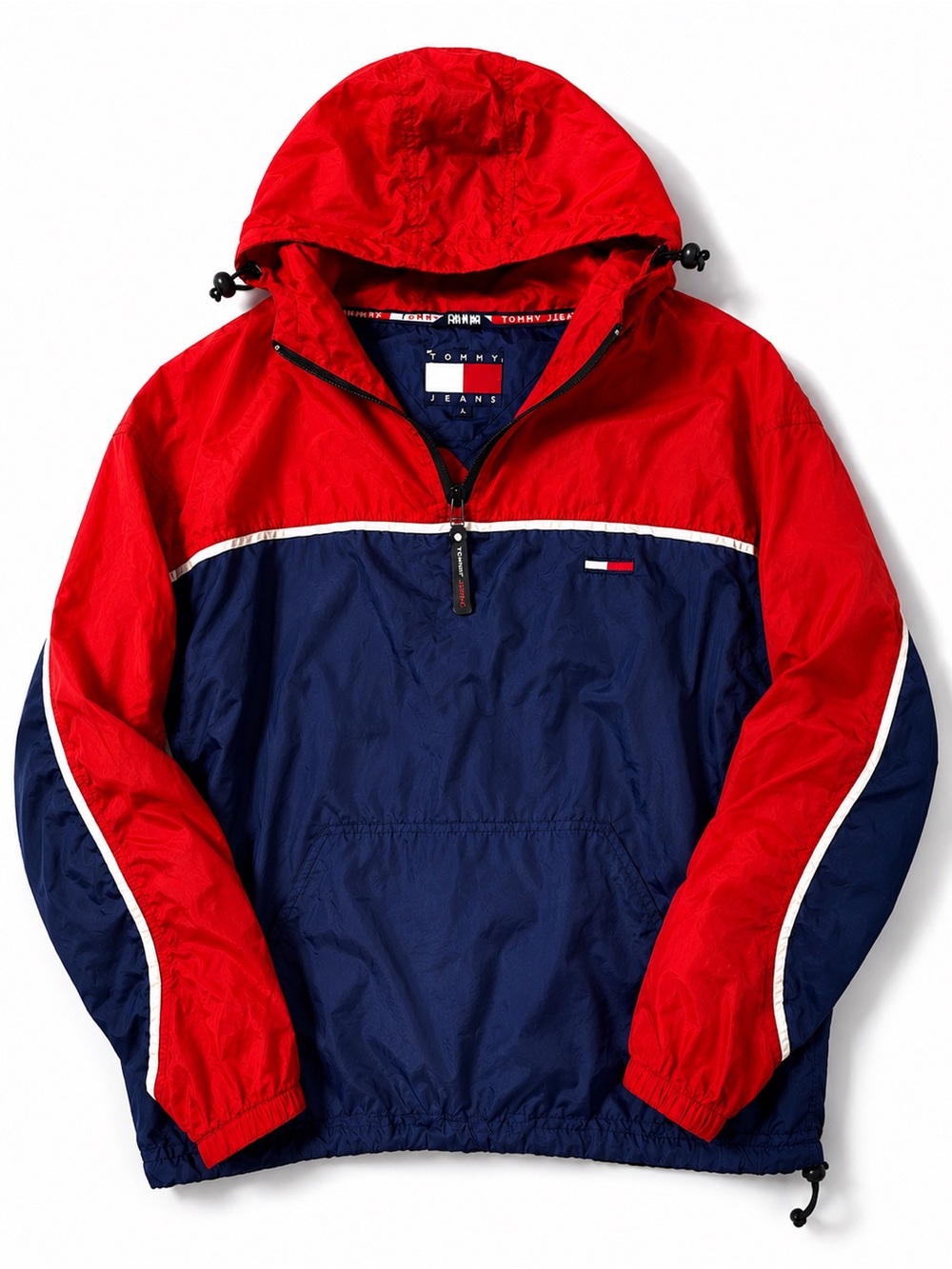 Vintage Tommy Jeans Colorblock Anorak Windbreaker Hooded Jacket L
